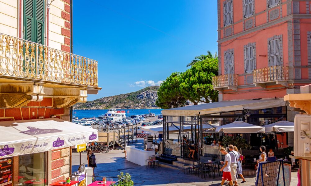 LA MADDALENA, OLBIA-TEMPIO, SARDINIA, ITALY - September 3, 2018: View of the ancient village of La Maddalena.